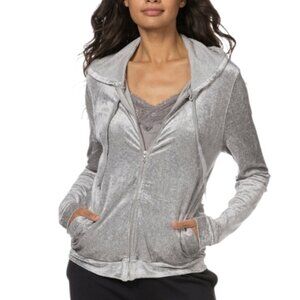 Majestic Filatures Full Zip Stretch Hoodie Silver Metallic Good Cond Women - M